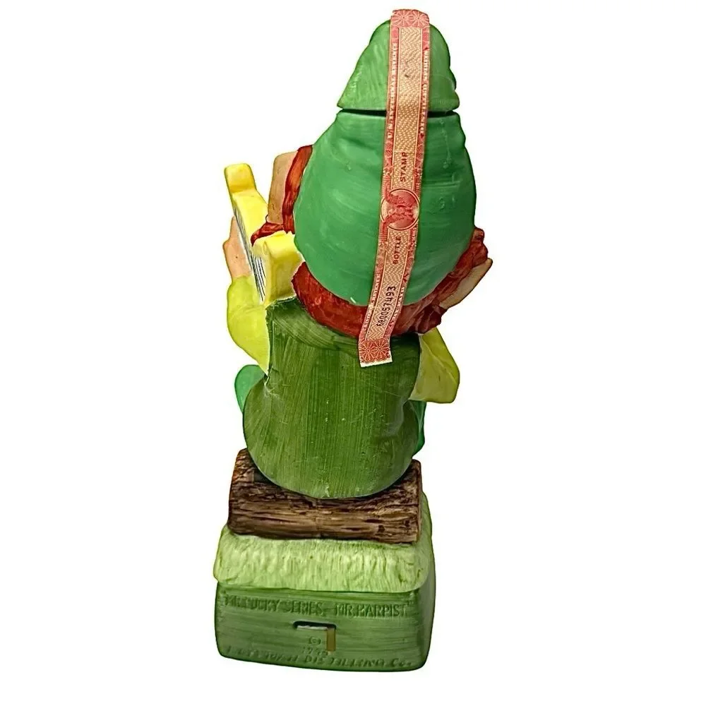 Hoffman Bourbon Decanter Mr.Harpist Lucky Leprechaun Music Box 1974 Vintage